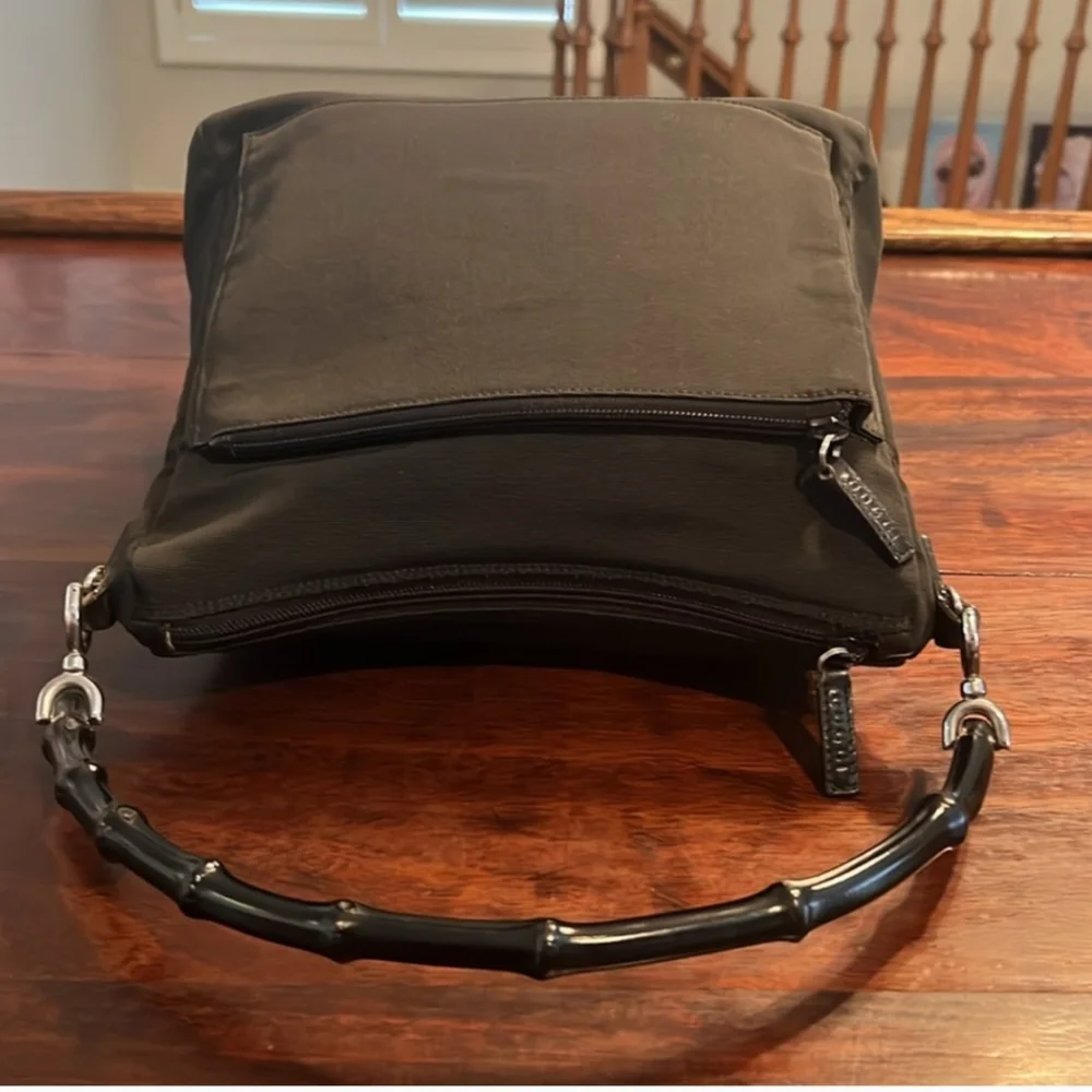 GUCCI Vintage Nylon Hand Bag with Bamboo Handle Black. COA Included - Picture 6 of 13